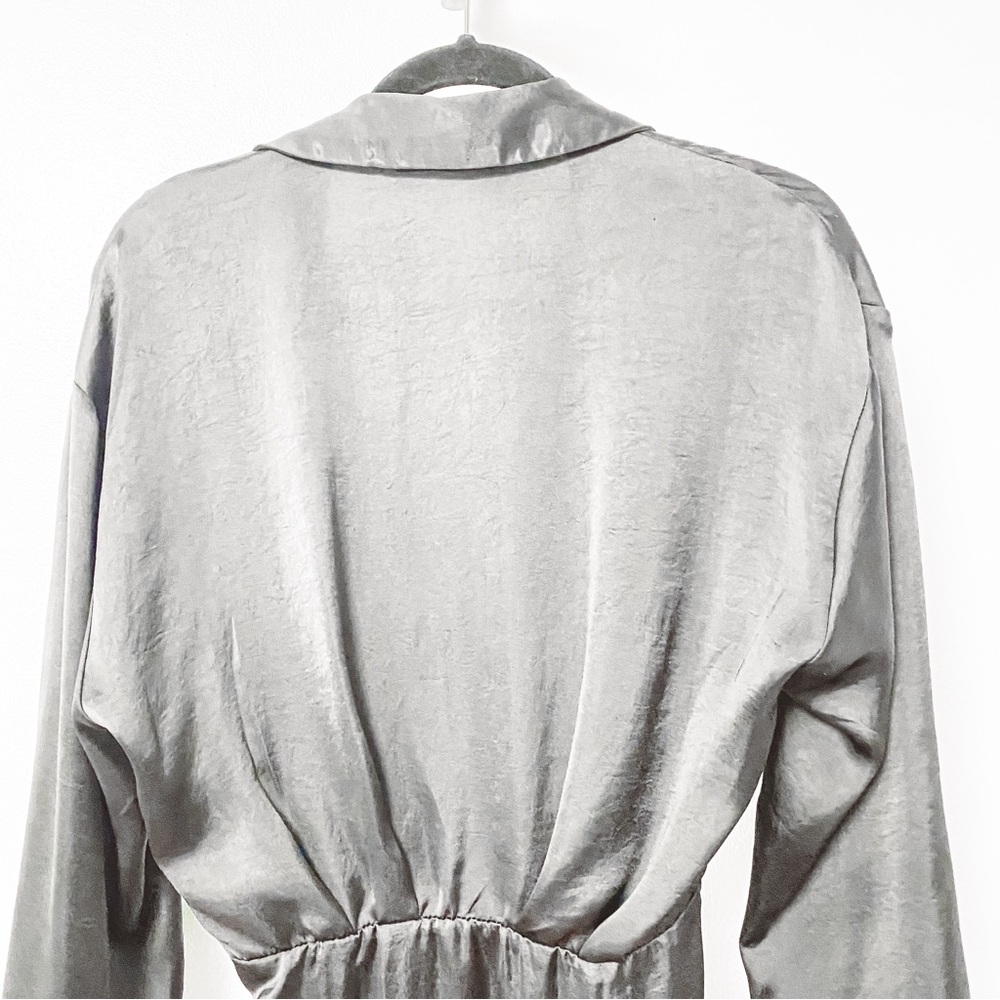 Zara Short Satin Effect Ruched Drawstring Mini Dress Blogger‎ Favorite Black - Picture 5 of 13